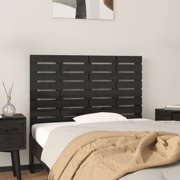 Gossi tablie de pat pentru perete, negru, 96x3x63 cm, lemn masiv pin
