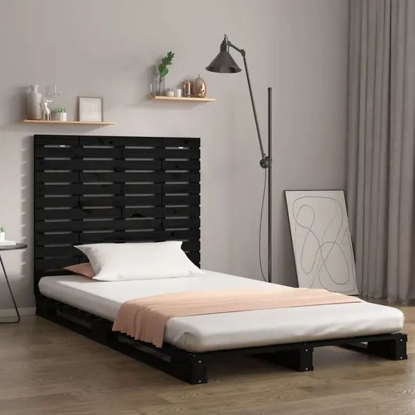 Gossi tablie de pat pentru perete, negru, 96x3x91,5 cm lemn masiv pin