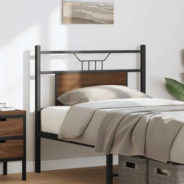 Gossi tablie de pat, stejar maro, 75 cm, lemn prelucrat si otel