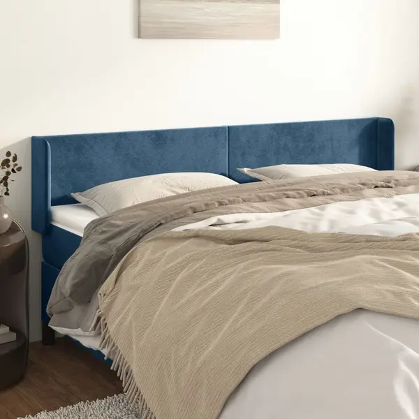 Gossi tablie pat cu aripioare albastru inchis 163x16x78/88 cm catifea