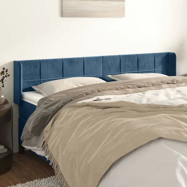 Gossi tablie pat cu aripioare albastru inchis 163x16x78/88 cm catifea