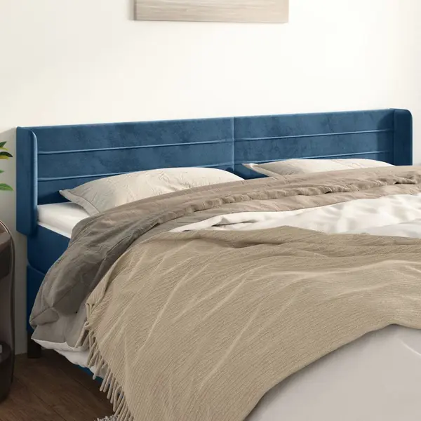 Gossi tablie pat cu aripioare albastru inchis 183x16x78/88 cm catifea