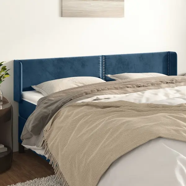 Gossi tablie pat cu aripioare albastru inchis 203x16x78/88 cm catifea