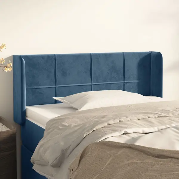 Gossi tablie pat cu aripioare albastru inchis 83x16x78/88 cm catifea