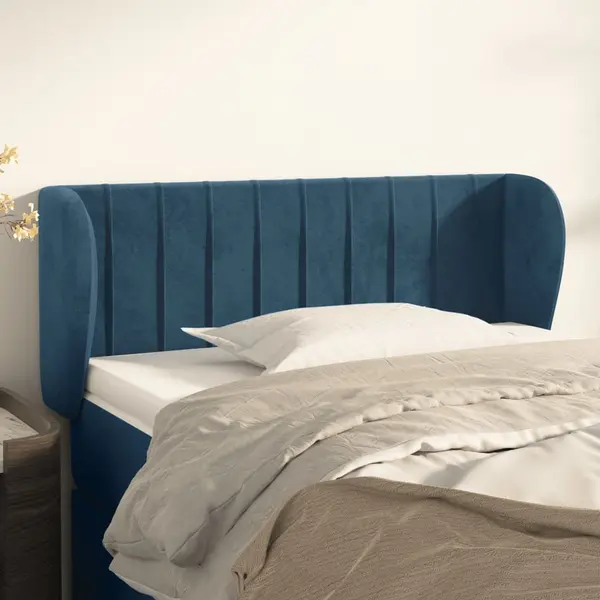 Gossi tablie pat cu aripioare albastru inchis 83x23x78/88 cm catifea