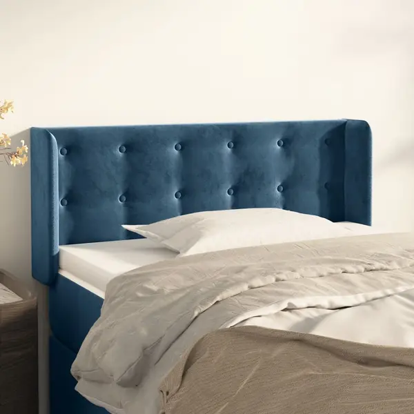 Gossi tablie pat cu aripioare albastru inchis 93x16x78/88 cm catifea