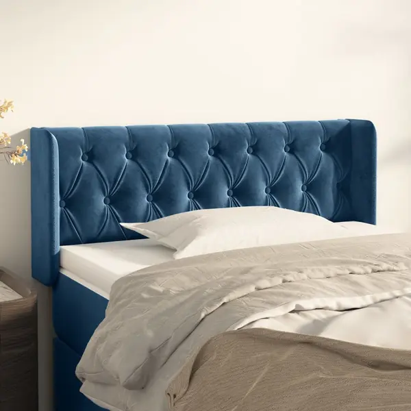 Gossi tablie pat cu aripioare albastru inchis 93x16x78/88 cm catifea