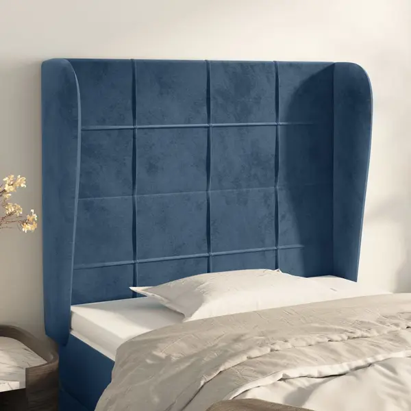 Gossi tablie pat cu aripioare albastru inchis 93x23x118/128cm catifea