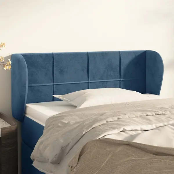 Gossi tablie pat cu aripioare albastru inchis 93x23x78/88 cm textil