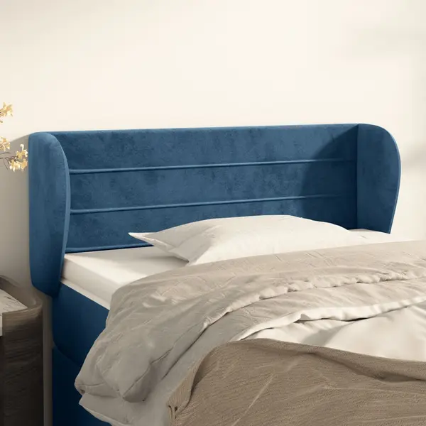 Gossi tablie pat cu aripioare albastru inchis 93x23x78/88 cm textil