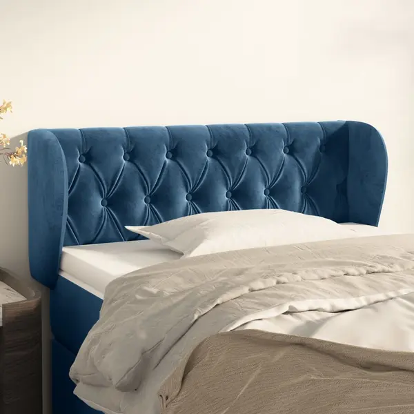 Gossi tablie pat cu aripioare albastru inchis 93x23x78/88 cm textil