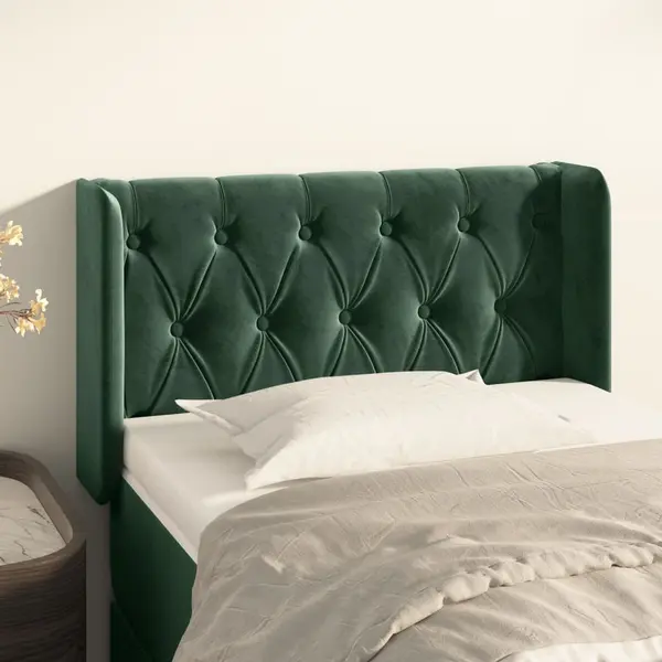 Gossi tablie pat cu aripioare verde inchis 83x16x78/88 cm catifea