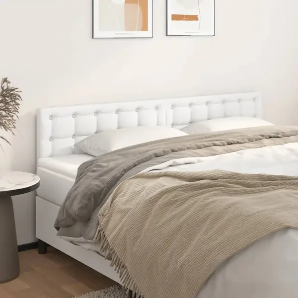 Gossi tablii de pat, 2 buc, alb, 100x5x78/88 cm, piele ecologica