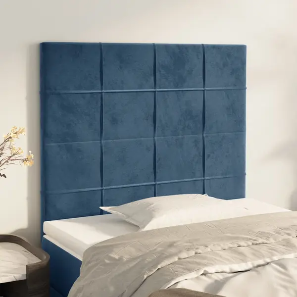 Gossi tablii de pat, 2 buc, albastru inchis, 100x5x78/88 cm, catifea