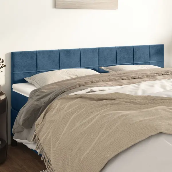 Gossi tablii de pat, 2 buc, albastru inchis, 100x5x78/88 cm, catifea