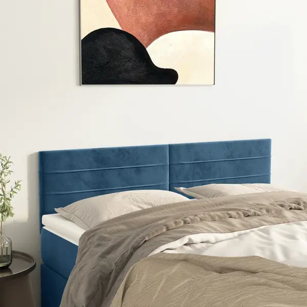 Gossi tablii de pat, 2 buc., albastru inchis, 72x5x78/88 cm, catifea