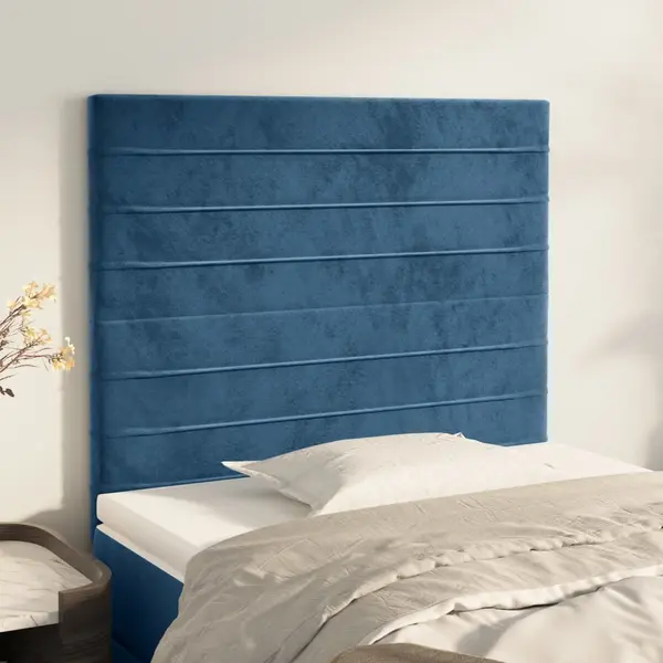 Gossi tablii de pat, 2 buc, albastru inchis, 90x5x78/88 cm, catifea