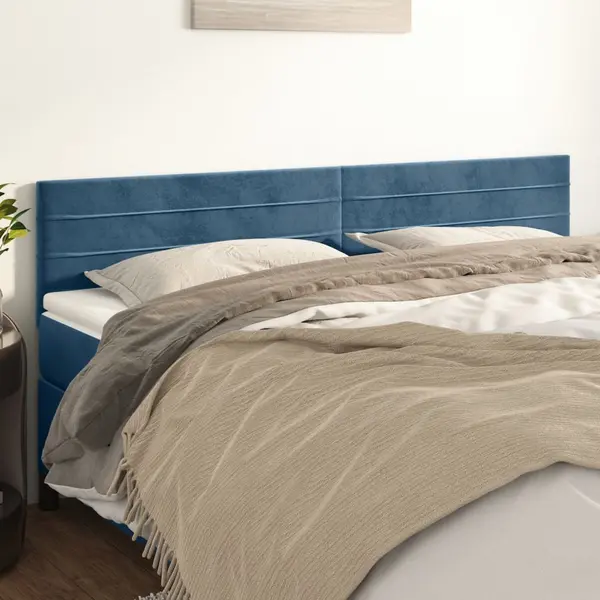 Gossi tablii de pat, 2 buc, albastru inchis, 90x5x78/88 cm, catifea