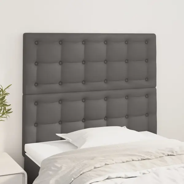 Gossi tablii de pat, 2 buc, gri, 80x5x78/88 cm, piele ecologica