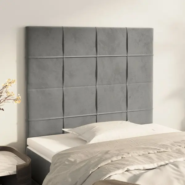 Gossi tablii de pat, 2 buc, gri deschis, 100x5x78/88 cm, catifea
