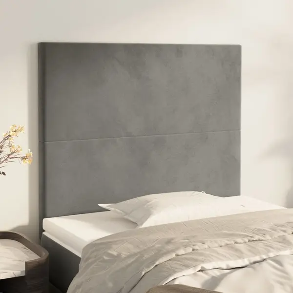 Gossi tablii de pat, 2 buc, gri deschis, 90x5x78/88 cm, catifea