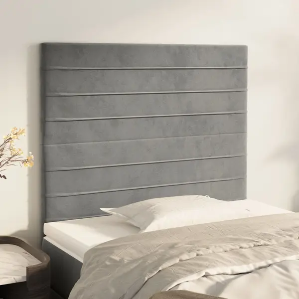 Gossi tablii de pat, 2 buc, gri deschis, 90x5x78/88 cm, catifea