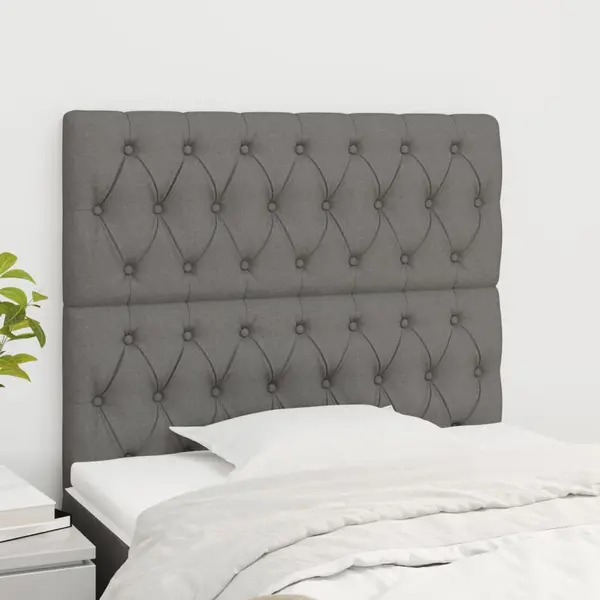 Gossi tablii de pat, 2 buc, gri inchis, 100x7x78/88 cm, textil