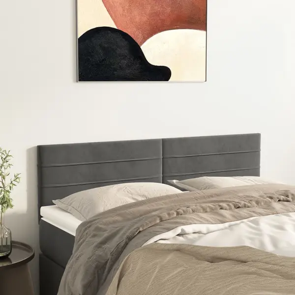 Gossi tablii de pat, 2 buc., gri inchis, 72x5x78/88 cm, catifea