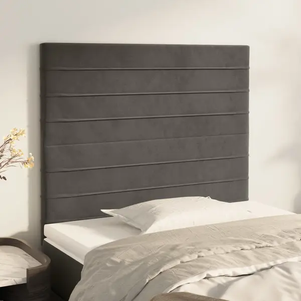 Gossi tablii de pat, 2 buc, gri inchis, 90x5x78/88 cm, catifea