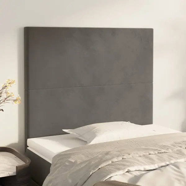 Gossi tablii de pat, 2 buc, gri inchis, 90x5x78/88 cm, catifea