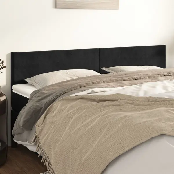 Gossi tablii de pat, 2 buc, negru, 100x5x78/88 cm, catifea
