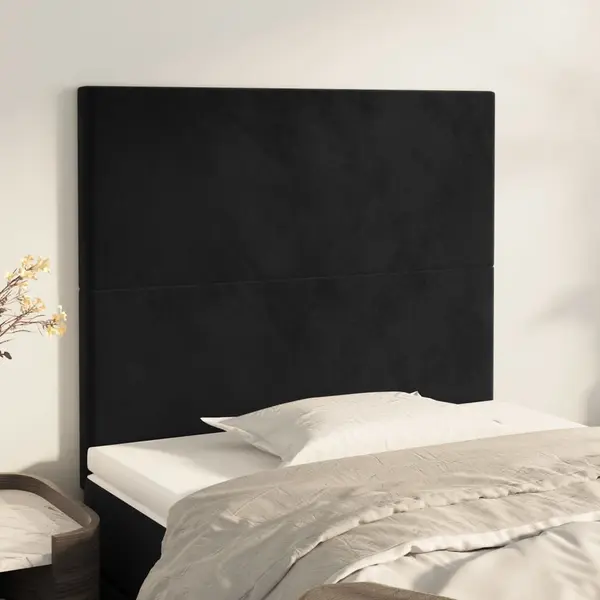 Gossi tablii de pat, 2 buc, negru, 100x5x78/88 cm, catifea