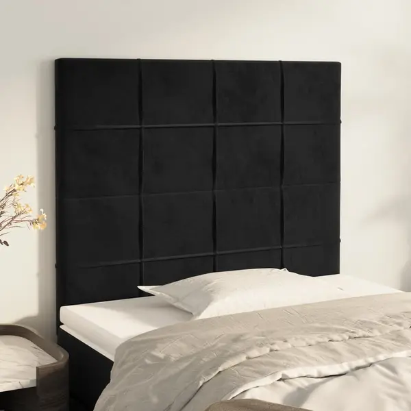 Gossi tablii de pat, 2 buc, negru, 100x5x78/88 cm, catifea