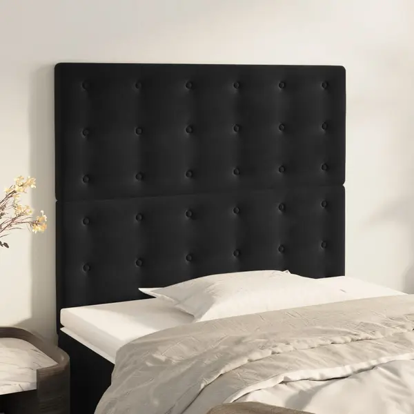Gossi tablii de pat, 2 buc, negru, 100x5x78/88 cm, catifea