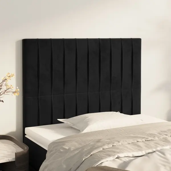 Gossi tablii de pat, 2 buc, negru, 100x5x78/88 cm, catifea