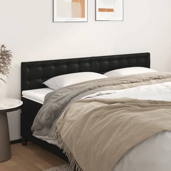 Gossi tablii de pat, 2 buc, negru, 100x5x78/88 cm, piele ecologica