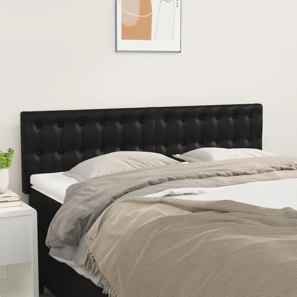 Gossi tablii de pat, 2 buc., negru, 72x5x78/88 cm, piele ecologica