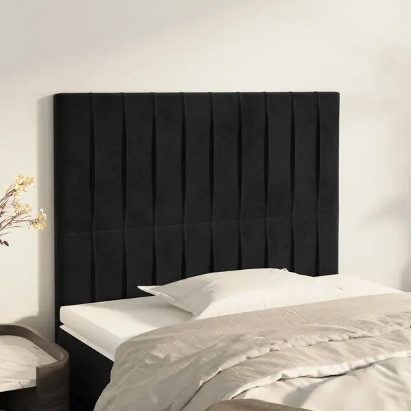 Gossi tablii de pat, 2 buc, negru, 80x5x78/88 cm, catifea