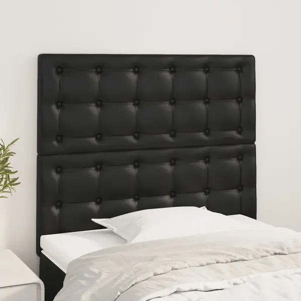 Gossi tablii de pat, 2 buc, negru, 80x5x78/88 cm, piele ecologica