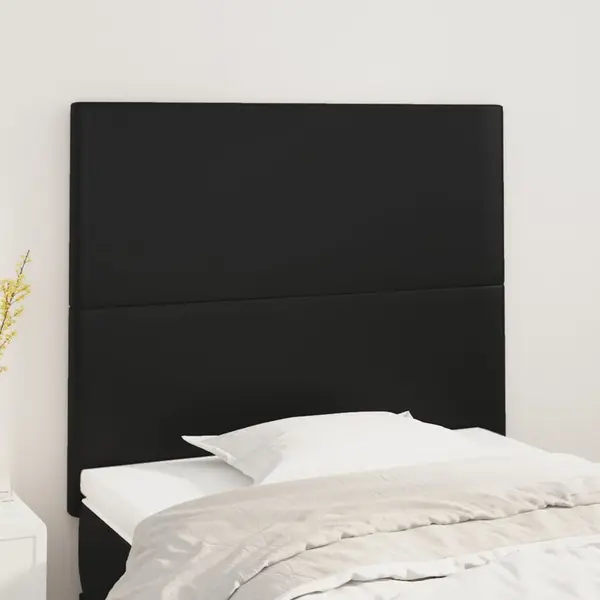 Gossi tablii de pat, 2 buc, negru, 80x5x78/88 cm, piele ecologica