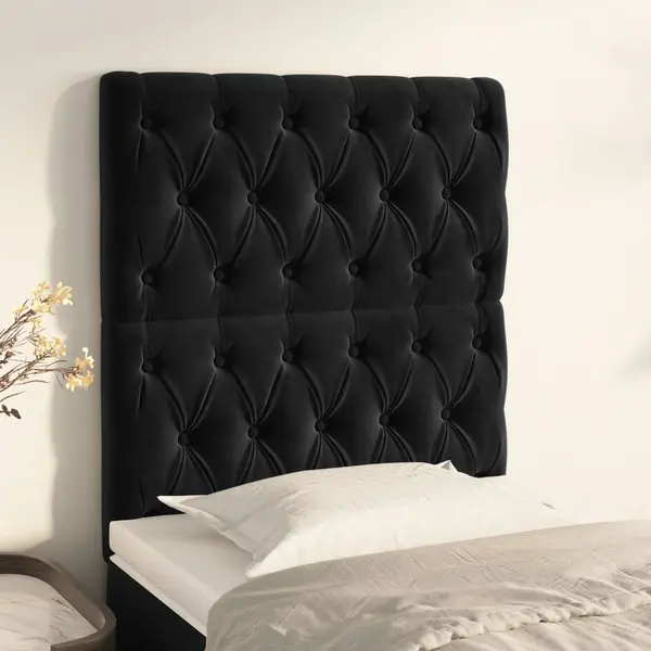 Gossi tablii de pat, 2 buc, negru, 80x7x78/88 cm, catifea