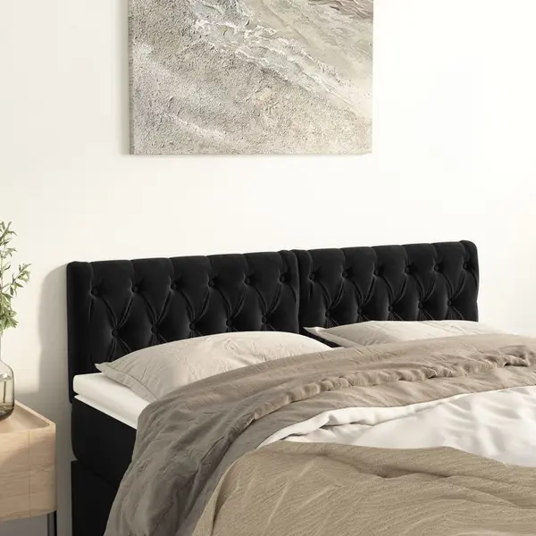 Gossi tablii de pat, 2 buc, negru, 80x7x78/88 cm, catifea