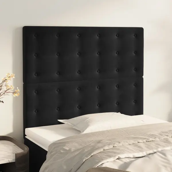 Gossi tablii de pat, 2 buc, negru, 90x5x78/88 cm, catifea