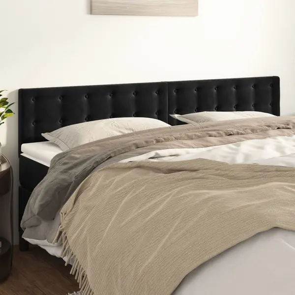 Gossi tablii de pat, 2 buc, negru, 90x5x78/88 cm, catifea