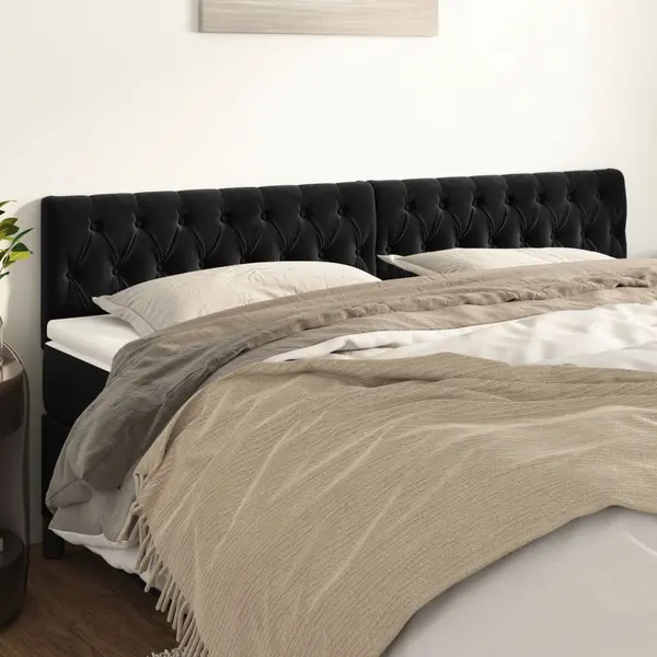 Gossi tablii de pat, 2 buc, negru, 90x7x78/88 cm, catifea