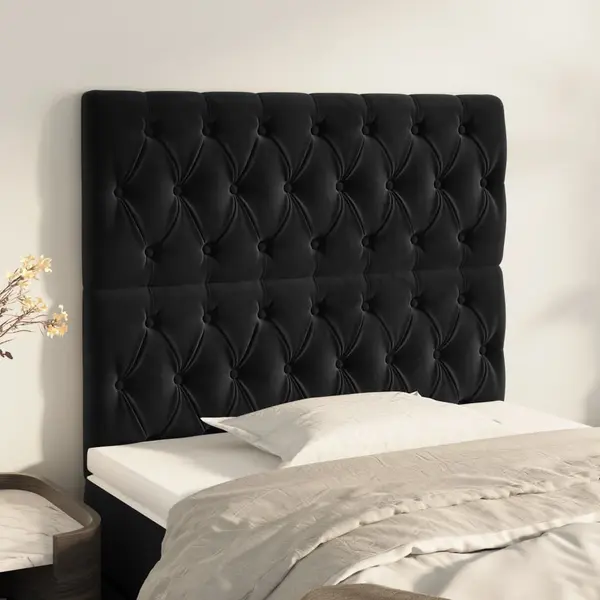 Gossi tablii de pat, 2 buc, negru, 90x7x78/88 cm, catifea