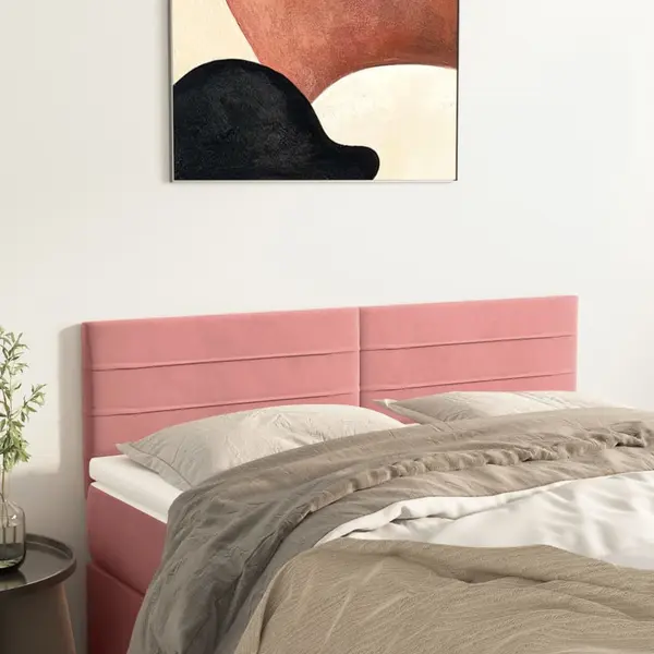 Gossi tablii de pat, 2 buc, roz, 72x5x78/88 cm, catifea