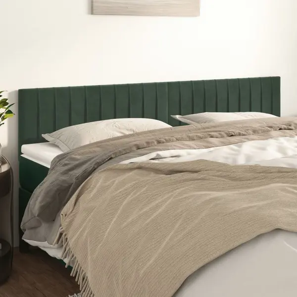 Gossi tablii de pat, 2 buc, verde inchis, 100x5x78/88 cm, catifea