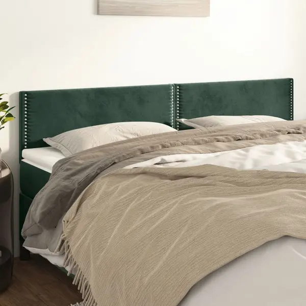 Gossi tablii de pat, 2 buc, verde inchis, 100x5x78/88 cm, catifea
