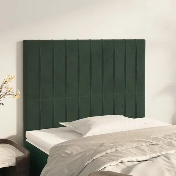 Gossi tablii de pat, 2 buc, verde inchis, 100x5x78/88 cm, catifea